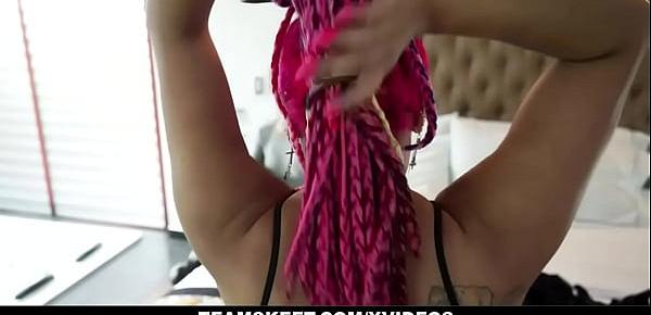  Pink Haired Girl (Evolet) Rides Dick Until She Cums
